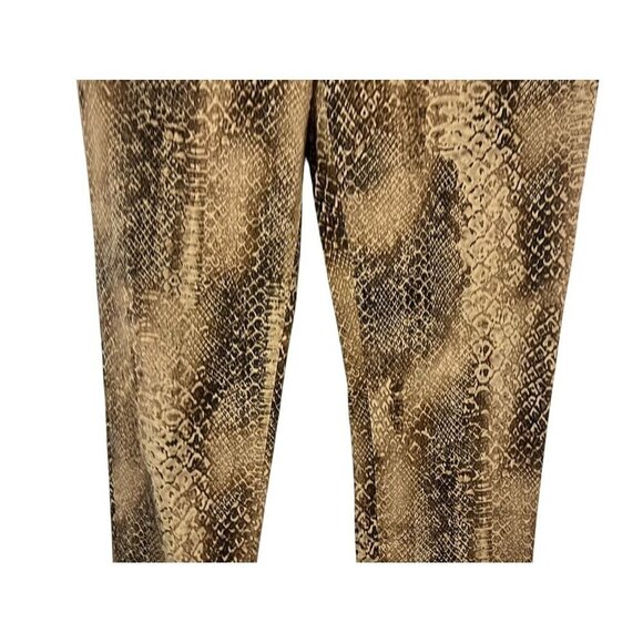 Ralph Lauren Pant Women 10 Brown Snakeskin Straight Ankle Neutral Mob Wife 80s - Picture 4 of 16